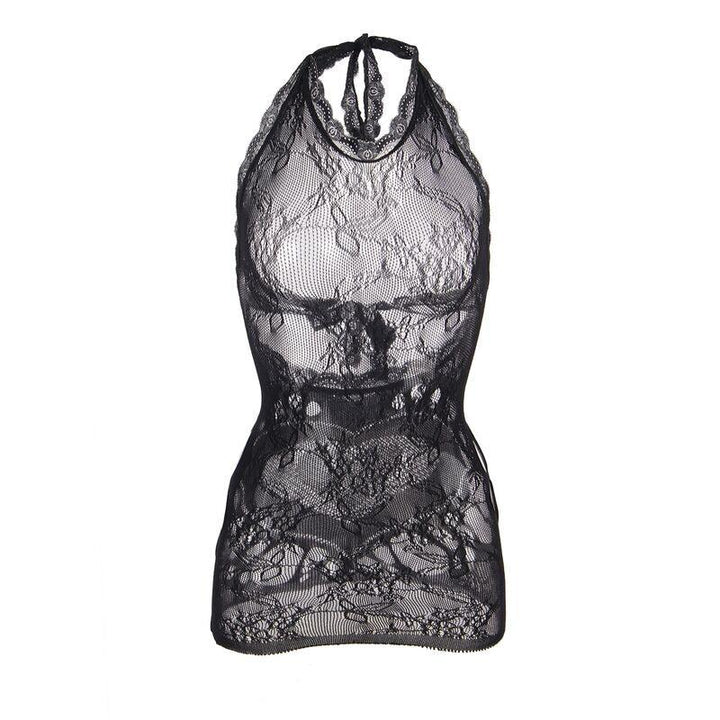SUBBLIME - 952075 VESTIDO CORTO DE REJILLA CON ESPALDA DESCUBIERTA Y DETALLE DE CORAZÓN NEGRO TALLA ÚNICA - Nuvica