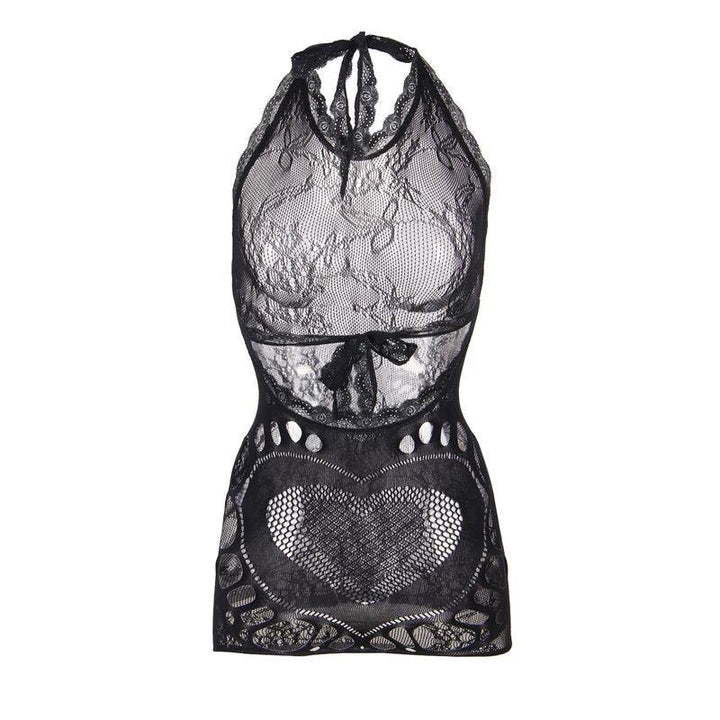 SUBBLIME - 952075 VESTIDO CORTO DE REJILLA CON ESPALDA DESCUBIERTA Y DETALLE DE CORAZÓN NEGRO TALLA ÚNICA - Nuvica