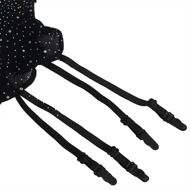 SUBBLIME - 952174 BODYSTOCKING DE REJILLA CON GUANTES Y DIAMANTES NEGRO TALLA ÚNICA - Nuvica