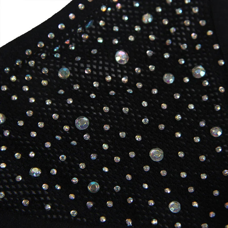 SUBBLIME - 952174 BODYSTOCKING DE REJILLA CON GUANTES Y DIAMANTES NEGRO TALLA ÚNICA - Nuvica