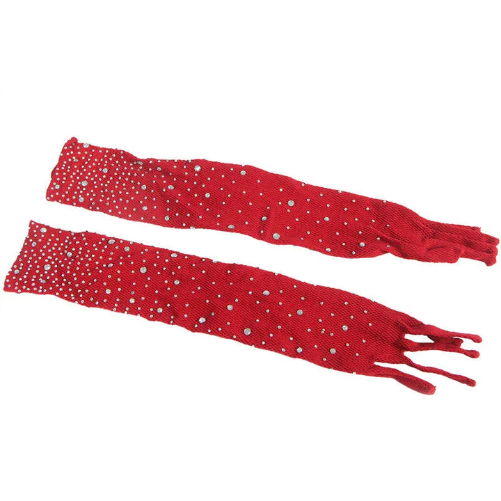 SUBBLIME - 952181 BODYSTOCKING DE REJILLA CON GUANTES Y DIAMANTES ROJO TALLA ÚNICA - Nuvica