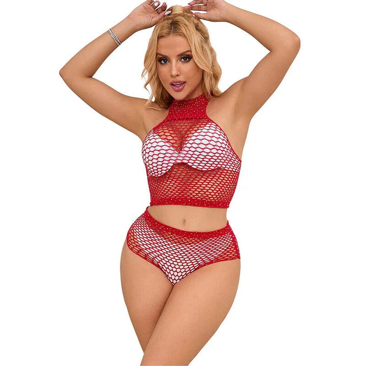 SUBBLIME - 952402 SET DE REJILLA CON BRILLANTES ROJO TALLA ÚNICA - Nuvica