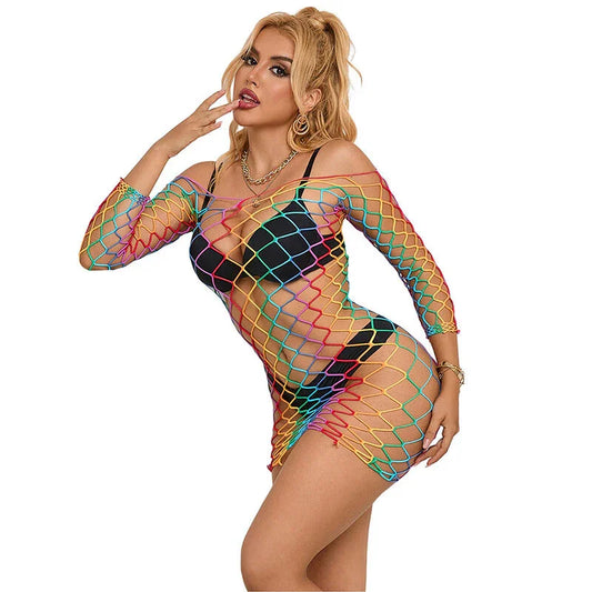 SUBBLIME - 952426 VESTIDO DE REJILLA MANGA LARGA ARCOIRIS TALLA ÚNICA - Nuvica