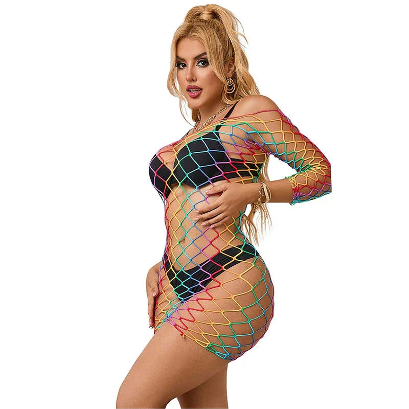 SUBBLIME - 952426 VESTIDO DE REJILLA MANGA LARGA ARCOIRIS TALLA ÚNICA - Nuvica