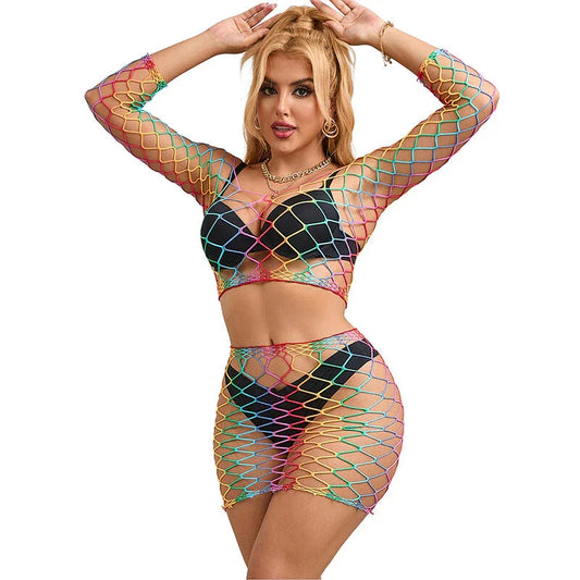 SUBBLIME - 952440 SET DE REJILLA 2 PIEZAS MANGA LARGA ARCOIRIS TALLA ÚNICA - Nuvica