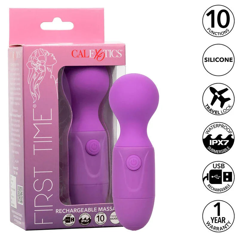 CALEXOTICS - FIRST TIME MASAJEADOR RECARGABLE 10 VIBRACIONES VIOLETA - Nuvica