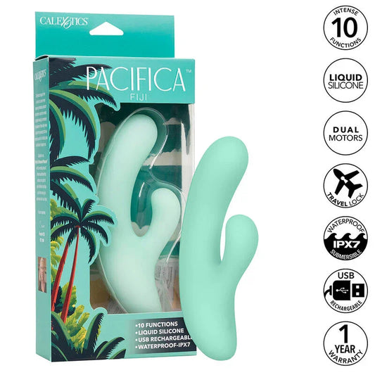 CALEXOTICS - PACIFICA FIJI VIBRADOR Y ESTIMULADOR PUNTO G 10 VIBRACIONES AQUA - Nuvica