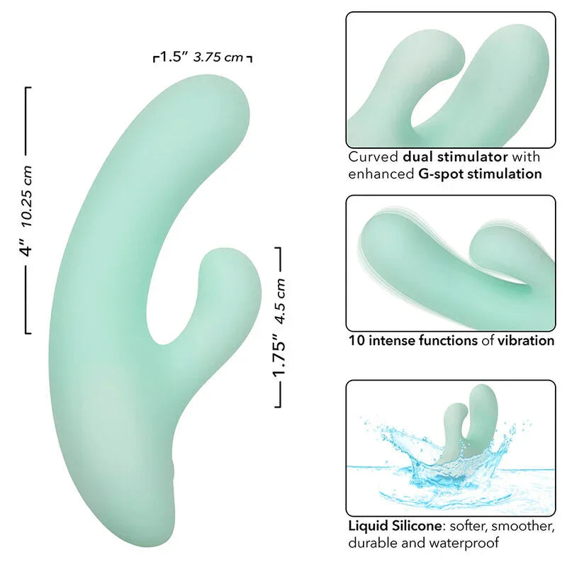 CALEXOTICS - PACIFICA FIJI VIBRADOR Y ESTIMULADOR PUNTO G 10 VIBRACIONES AQUA - Nuvica