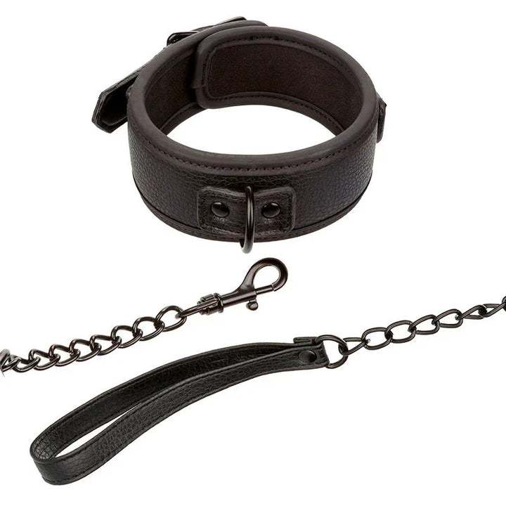 CALEXOTICS - NOCTURNAL COLLAR Y CORREA CUERO AJUSTABLE NEGRO - Nuvica