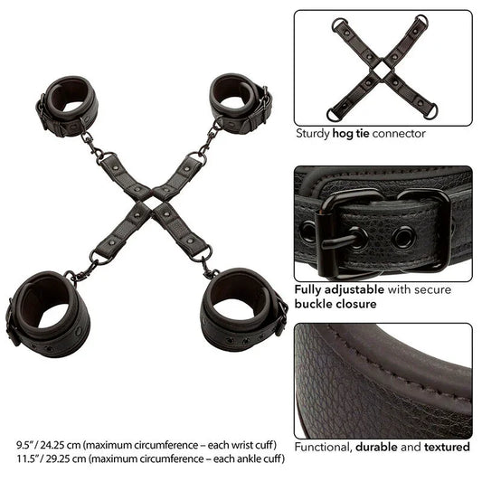 CALEXOTICS - NOCTURNAL CONECTOR HOG TIE CUERO AJUSTABLE NEGRO - Nuvica