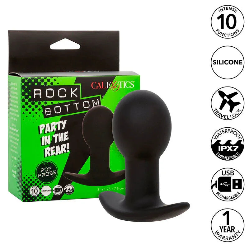 CALEXOTICS - ROCK BOTTOM PLUG ANAL 10 VIBRACIONES SILICONA NEGRO - Nuvica