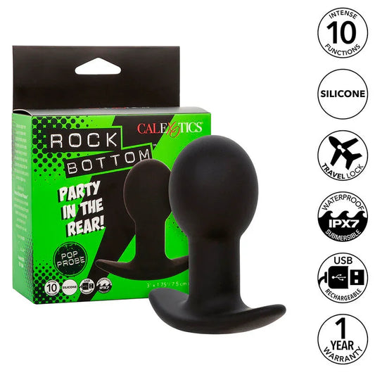 CALEXOTICS - ROCK BOTTOM PLUG ANAL 10 VIBRACIONES SILICONA NEGRO - Nuvica