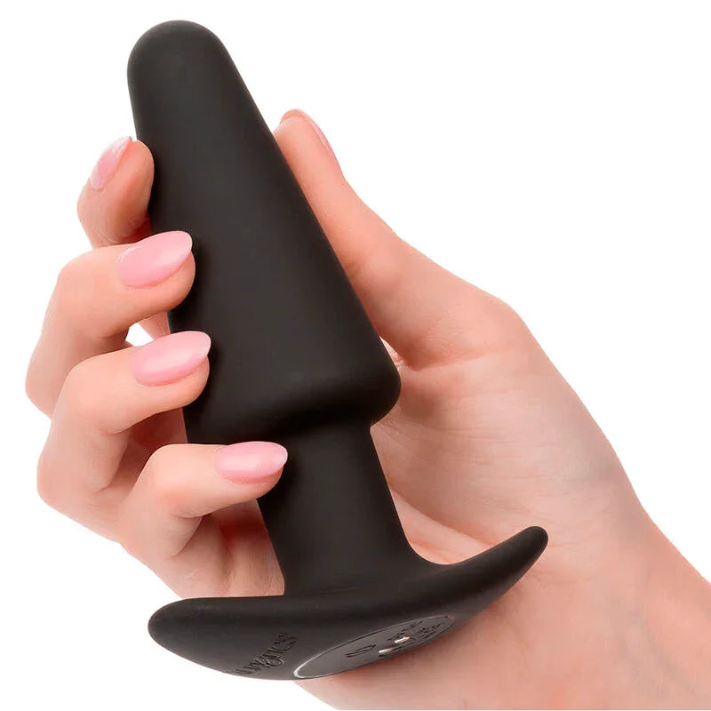 CALEXOTICS - ROCK BOTTOM PLUG ANAL CÓNICO 10 VIBRACIONES SILICONA NEGRO - Nuvica