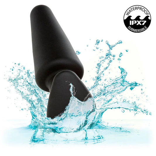 CALEXOTICS - ROCK BOTTOM PLUG ANAL CÓNICO 10 VIBRACIONES SILICONA NEGRO - Nuvica