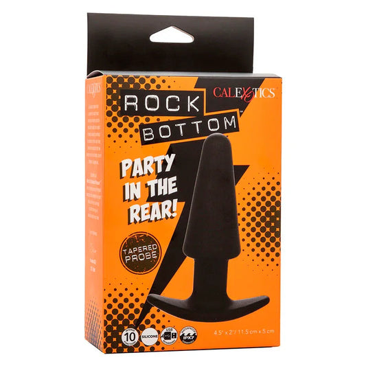 CALEXOTICS - ROCK BOTTOM PLUG ANAL CÓNICO 10 VIBRACIONES SILICONA NEGRO - Nuvica
