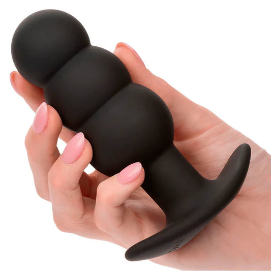 CALEXOTICS - ROCK BOTTOM PLUG ANAL CON CUENTAS 10 VIBRACIONES SILICONA NEGRO - Nuvica