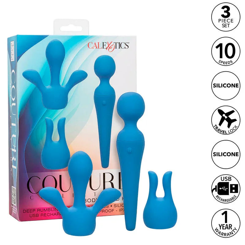 CALEXOTICS - COUTURE KIT VIBRADOR WAND 10 VIBRACIONES AZUL - Nuvica