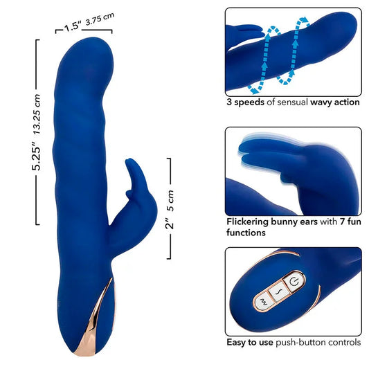 CALEXOTICS - JACK VIBRADOR RABBIT MOVIMIENTO DE ONDAS AZUL - Nuvica