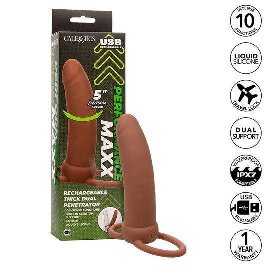 CALEXOTICS - MAXX DOBLE PENETRADOR GRUESO 10 VIBRACIONES MULATO - Nuvica