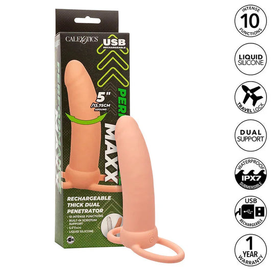 CALEXOTICS - MAXX DOBLE PENETRADOR GRUESO 10 VIBRACIONES NATURAL - Nuvica