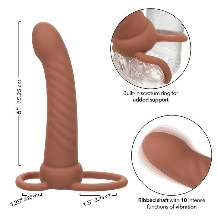 CALEXOTICS - MAXX DOBLE PENETRADOR ACANALADO 10 VIBRACIONES MULATO - Nuvica