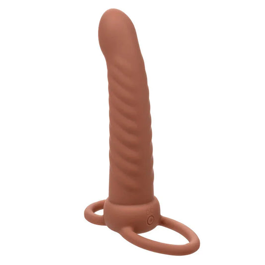 CALEXOTICS - MAXX DOBLE PENETRADOR ACANALADO 10 VIBRACIONES MULATO - Nuvica
