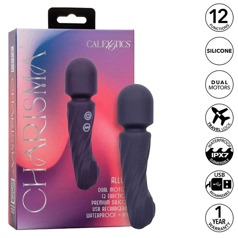 CALEXOTICS - CHARISMA ALLURE MASAJEADOR DOBLE MOTOR 12 FUNCIONES 17,25 CM X 4,5 CM MORADO - Nuvica