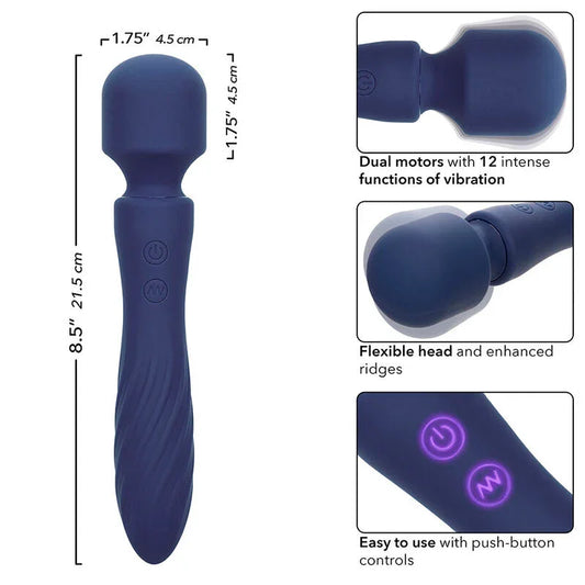 CALEXOTICS - CHARISMA MYSTIQUE MASAJEADOR DOBLE MOTOR 12 FUNCIONES 21,5 CM X 4,5 CM MORADO - Nuvica