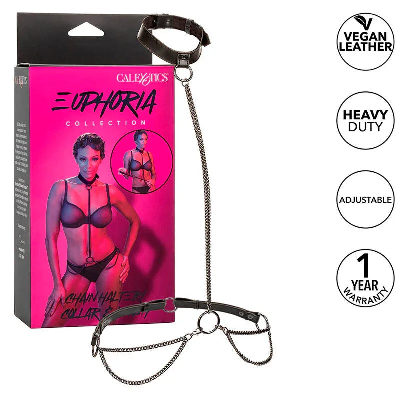 CALEXOTICS - EUPHORIA COLLAR HALTER Y CORREA CON CADENA - Nuvica