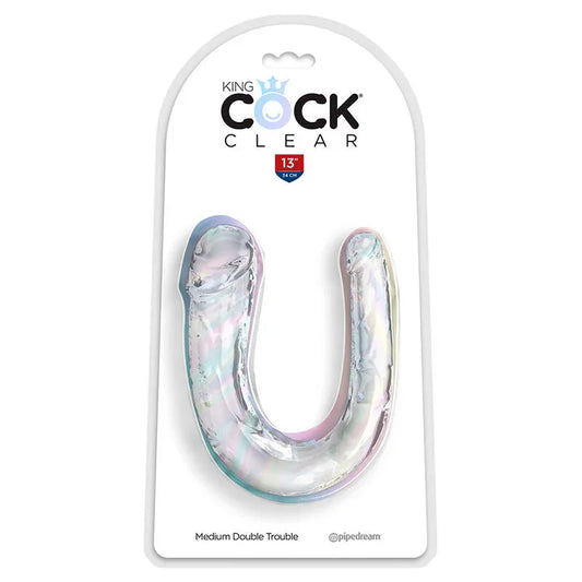 KING COCK - DOUBLE TROUBLE DILDO DOBLE 33 CM TRANSPARENTE - Nuvica