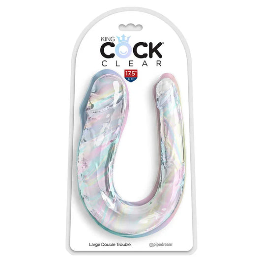 KING COCK - DOUBLE TROUBLE DILDO DOBLE 44 CM TRANSPARENTE - Nuvica