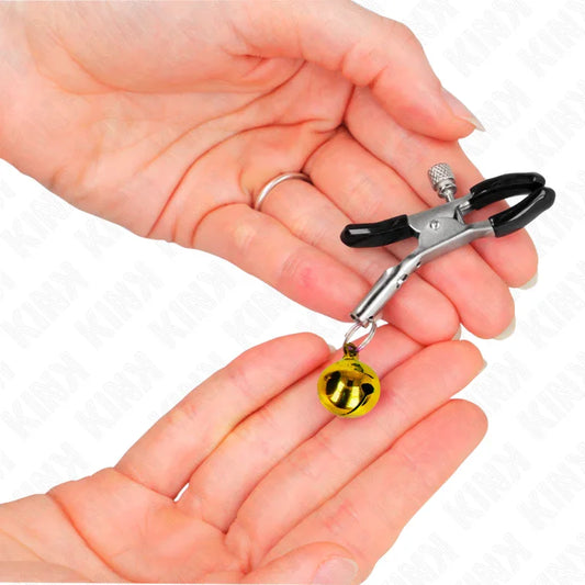 KINK - PINZAS PARA PEZONES CON CAMPANILLA DORADA 6 CM - Nuvica