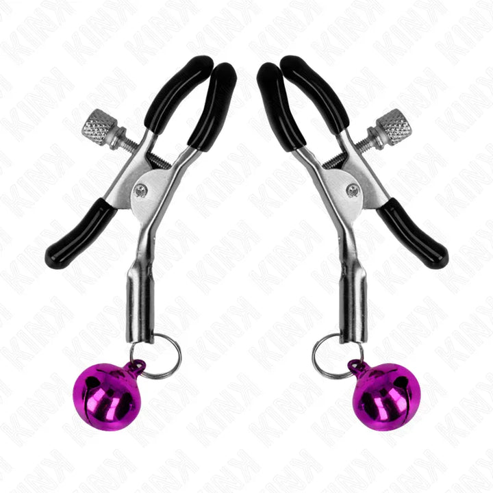 KINK - PINZAS PARA PEZONES CON CAMPANILLA VIOLETA 6 CM - Nuvica