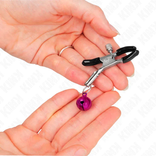KINK - PINZAS PARA PEZONES CON CAMPANILLA VIOLETA 6 CM - Nuvica