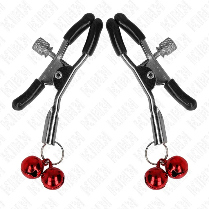 KINK - PINZAS PARA PEZONES CON DOBLE CAMPANILLA ROJO 6 CM - Nuvica