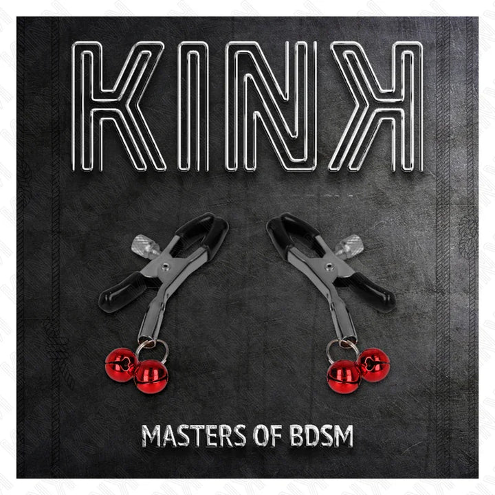 KINK - PINZAS PARA PEZONES CON DOBLE CAMPANILLA ROJO 6 CM - Nuvica