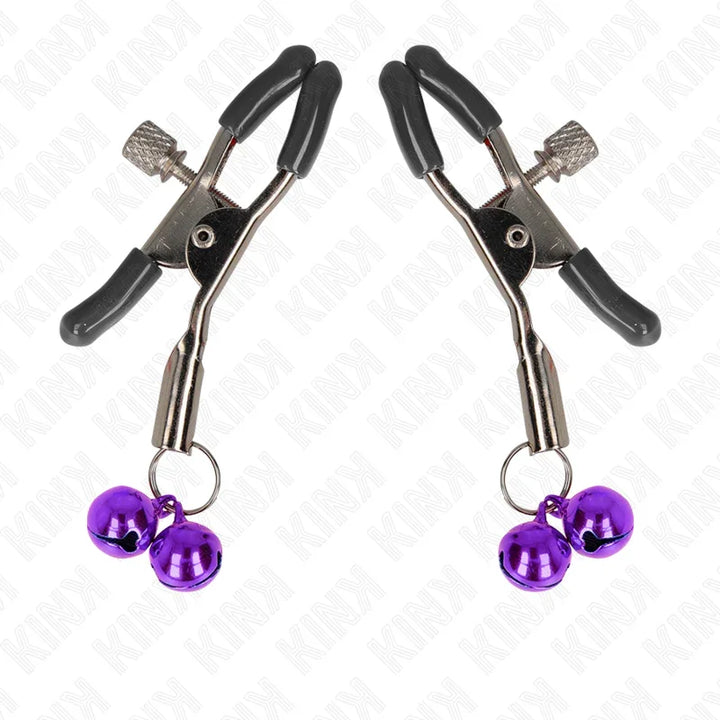 KINK - PINZAS PARA PEZONES CON DOBLE CAMPANILLA VIOLETA 6 CM - Nuvica