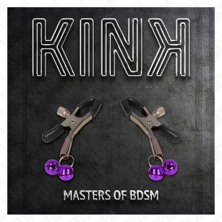 KINK - PINZAS PARA PEZONES CON DOBLE CAMPANILLA VIOLETA 6 CM - Nuvica