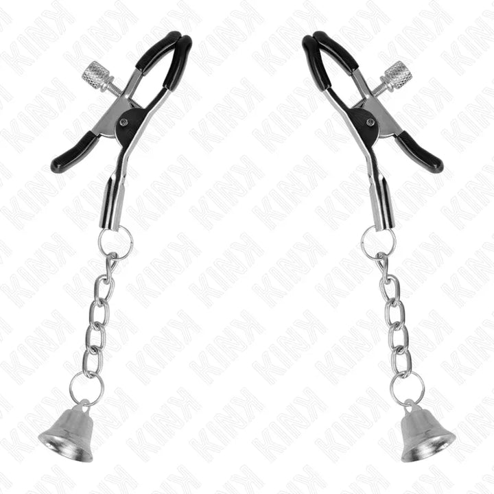 KINK - PINZAS PARA PEZONES CON COLGANTE DE CAMPANA PLATEADO 6 CM - Nuvica