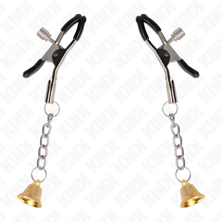 KINK - PINZAS PARA PEZONES CON COLGANTE DE CAMPANA DORADO 6 CM - Nuvica