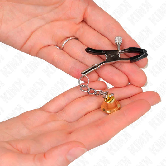 KINK - PINZAS PARA PEZONES CON COLGANTE DE CAMPANA DORADO 6 CM - Nuvica