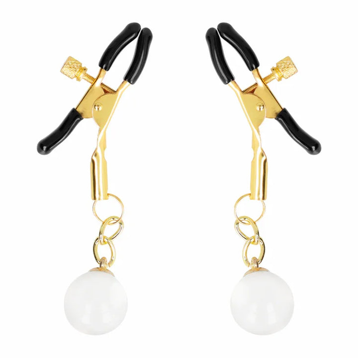 KINK - PINZAS PARA PEZONES DORADAS CON COLGANTE DE VIDRIO 6 CM - Nuvica