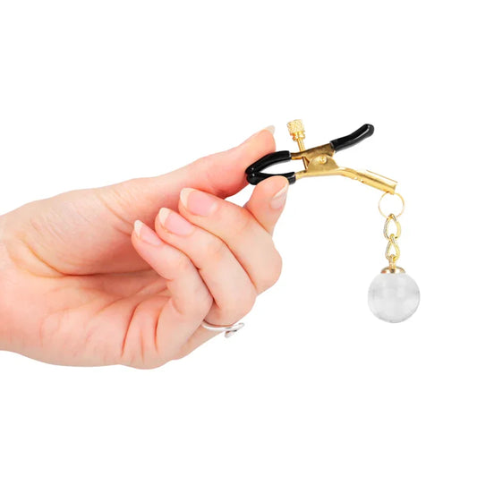 KINK - PINZAS PARA PEZONES DORADAS CON COLGANTE DE VIDRIO 6 CM - Nuvica