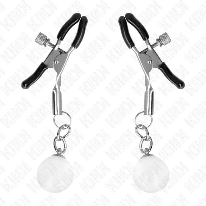 KINK - PINZAS PARA PEZONES PLATEADAS CON COLGANTE DE VIDRIO 6 CM - Nuvica