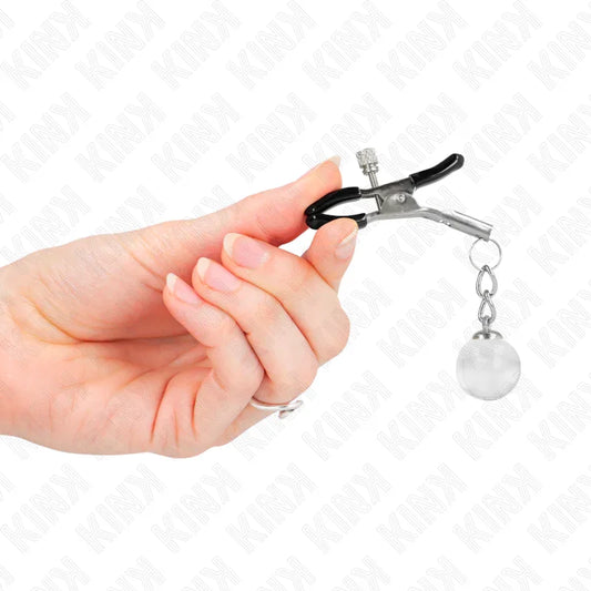 KINK - PINZAS PARA PEZONES PLATEADAS CON COLGANTE DE VIDRIO 6 CM - Nuvica