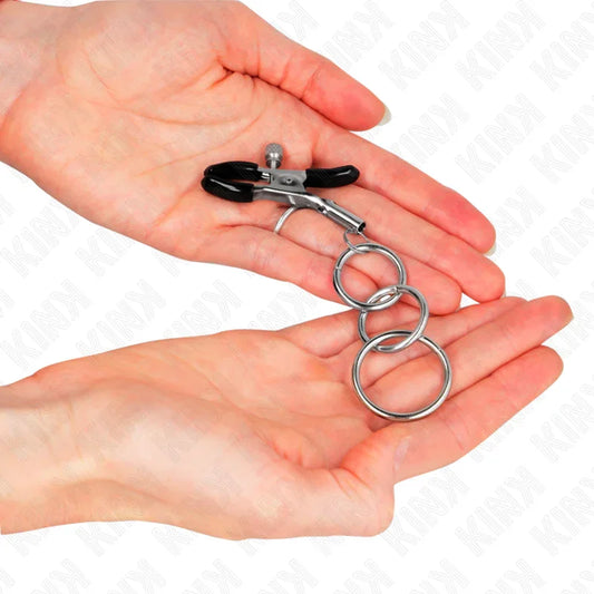 KINK - PINZAS PARA PEZONES CON 3 AROS 6 CM - Nuvica
