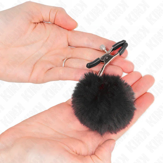 KINK - PINZAS PARA PEZONES CON POMPÓN NEGRO 6 CM - Nuvica