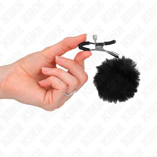 KINK - PINZAS PARA PEZONES CON POMPÓN NEGRO 6 CM - Nuvica