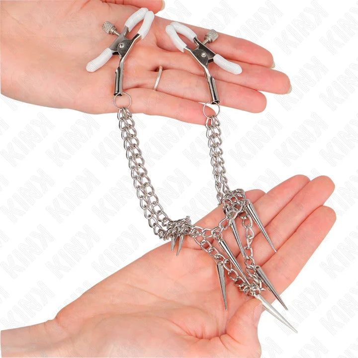 KINK - PINZAS PARA PEZONES CON CADENA DE PÚAS 30 CM - Nuvica