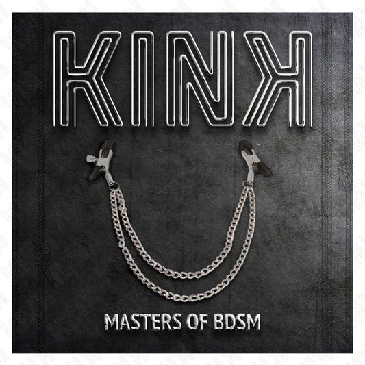 KINK - PINZAS PARA PEZONES CON DOBLE CADENA GRUESA PLATEADO 20/23 CM - Nuvica